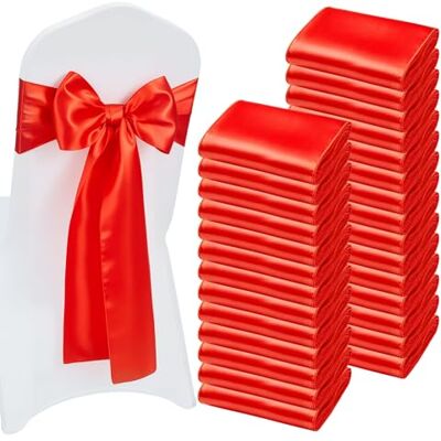 VEVOR Fajas de Satén para Silla 100 Piezas, Lazos para Sillas 275x17 cm, Bandas para Sillones de Material Suave, para Decoración de Bodas, Fiestas, Ceremonias, Fiesta de Nacimiento, Banquetes, Rojo VEVOR Fajas de Satén para Silla 100 Piezas, Lazos para Sillas 275x17 cm, Bandas para Sillones de Material Suave, para Decoración de Bodas, Fiestas, Ceremonias, Fiesta de Nacimiento, Banquetes, Rojo