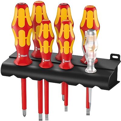 Wera 160 i/165 i/7 Rack, Juego de destornilladores aislados VDE, 7 piezas Wera 160 i/165 i/7 Rack, Juego de destornilladores aislados VDE, 7 piezas