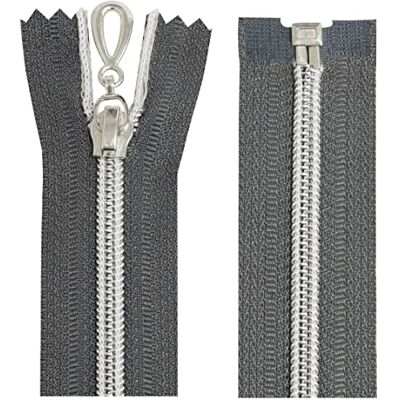 AERZETIX Juego de 2 Cremalleras en espiral N°5 55cm separable autoblocante malla en nylon plata tirador cursor en metal color gris oscuro mercería AERZETIX Juego de 2 Cremalleras en espiral N°5 55cm separable autoblocante malla en nylon plata tirador cursor en metal color gris oscuro mercería