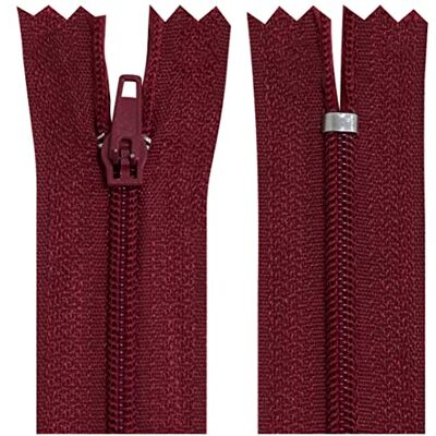 AERZETIX Juego de 10 Cremalleras en espiral N°3 no separable 25cm en nylon cursor autoblocante en metal color burdeos ropa costura pantalones mercería AERZETIX Juego de 10 Cremalleras en espiral N°3 no separable 25cm en nylon cursor autoblocante en metal color burdeos ropa costura pantalones mercería
