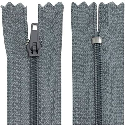 AERZETIX Juego de 10 Cremalleras en espiral N°3 no separable 30cm en nylon cursor autoblocante en metal color gris plomo ropa costura pantalones mercería AERZETIX Juego de 10 Cremalleras en espiral N°3 no separable 30cm en nylon cursor autoblocante en metal color gris plomo ropa costura pantalones mercería