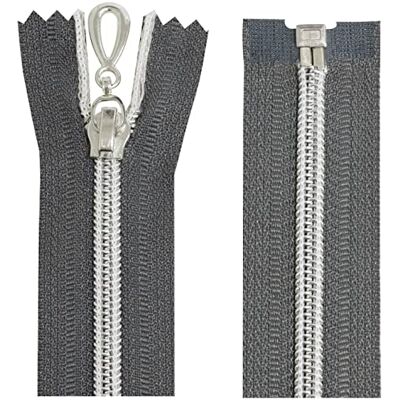 AERZETIX Juego de 2 Cremalleras en espiral N°5 80cm separable autoblocante malla en nylon plata tirador cursor en metal color gris oscuro mercería AERZETIX Juego de 2 Cremalleras en espiral N°5 80cm separable autoblocante malla en nylon plata tirador cursor en metal color gris oscuro mercería