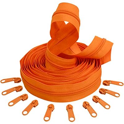 AERZETIX C62714x5-C62810x10 Kit de cremallera espiral 5m N°5 color: naranja + 10 cursores N°5 no bloqueable color: naranja en nylon/metal merceria AERZETIX C62714x5-C62810x10 Kit de cremallera espiral 5m N°5 color: naranja + 10 cursores N°5 no bloqueable color: naranja en nylon/metal merceria
