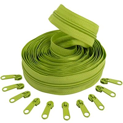 AERZETIX C62684x5-C62835x10 Kit de cremallera espiral 5m N°5 color: verde lima + 10 cursores N°5 no bloqueable color: verde lima en nylon/metal merceria AERZETIX C62684x5-C62835x10 Kit de cremallera espiral 5m N°5 color: verde lima + 10 cursores N°5 no bloqueable color: verde lima en nylon/metal merceria