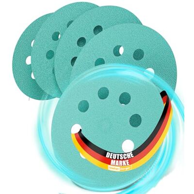 Woltersberger ® 50 piezas Papel de lija de 125 mm Papeles de Lija Abrasivos con 8 Agujeros para Lijadora Excéntrica grano P320 verde para un lijado óptimo, versátil Woltersberger ® 50 piezas Papel de lija de 125 mm Papeles de Lija Abrasivos con 8 Agujeros para Lijadora Excéntrica grano P320 verde para un lijado óptimo, versátil