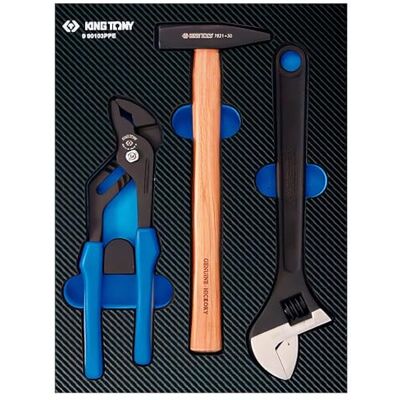king tony Módulo espuma + PP 3 piezas Martillo + Alicate + Llave ajustable para profesionales y aficionados al bricolaje, ideal para trabajos y montaje precisos king tony Módulo espuma + PP 3 piezas Martillo + Alicate + Llave ajustable para profesionales y aficionados al bricolaje, ideal para trabajos y montaje precisos
