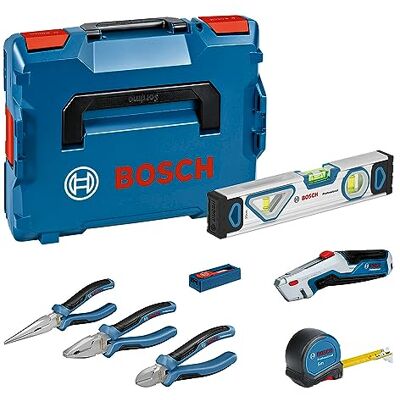 Bosch set herramientas profesionales, 10 piezas (incl. 2 alicates, 1 cúter, 1 cinta métrica, 1 nivel de burbuja de 25 cm, 1 cuchilla, 10 hojas de repuesto, 2 bandejas para L-BOXX, L-BOXX) Bosch set herramientas profesionales, 10 piezas (incl. 2 alicates, 1 cúter, 1 cinta métrica, 1 nivel de burbuja de 25 cm, 1 cuchilla, 10 hojas de repuesto, 2 bandejas para L-BOXX, L-BOXX)