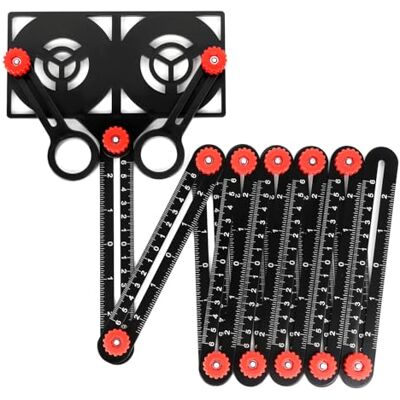 QWORK ® Regla de Medición de Múltiples Ángulos, 12 Laterales Rgla Plegable Herramienta de Plantilla con Orificio de Posicionamiento, Ideal para Artesano,Carpintero,Arquitecto QWORK ® Regla de Medición de Múltiples Ángulos, 12 Laterales Rgla Plegable Herramienta de Plantilla con Orificio de Posicionamiento, Ideal para Artesano,Carpintero,Arquitecto