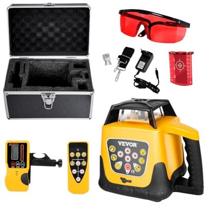 VEVOR Kit de Nivel Láser Giratorio de Haz Rojo, Alcance de 300 m, Inclinación Ajustable, Rotación de 360 Grados, Estuche de Transporte, Resistencia al Agua IP54, Receptor de Control Remoto VEVOR Kit de Nivel Láser Giratorio de Haz Rojo, Alcance de 300 m, Inclinación Ajustable, Rotación de 360 Grados, Estuche de Transporte, Resistencia al Agua IP54, Receptor de Control Remoto