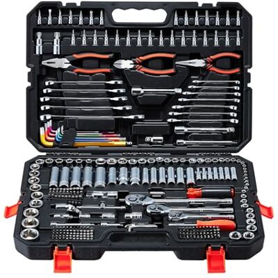 VEVOR Juego de Herramientas Mecánicas de 314 Piezas, Juego de Dados Métricos, Llaves, Puntas de Destornillador, Accesorios y Estuche, con Etiquetas de Tamaño para Reparaciones de Automóviles, Hogar VEVOR Juego de Herramientas Mecánicas de 314 Piezas, Juego de Dados Métricos, Llaves, Puntas de Destornillador, Accesorios y Estuche, con Etiquetas de Tamaño para Reparaciones de Automóviles, Hogar