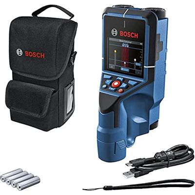 Bosch Detector (detección de cables con y sin tensión, tuberías de metal y plástico, pernos de madera y cavidades, cable USB-C™, 4 pilas AA, bolsa protectora) Bosch Detector (detección de cables con y sin tensión, tuberías de metal y plástico, pernos de madera y cavidades, cable USB-C™, 4 pilas AA, bolsa protectora)