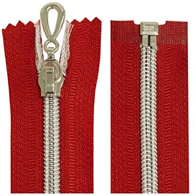 AERZETIX Juego de 2 Cremalleras en espiral N°5 80cm separable autoblocante malla en nylon plata tirador cursor en metal color rojo mercería AERZETIX Juego de 2 Cremalleras en espiral N°5 80cm separable autoblocante malla en nylon plata tirador cursor en metal color rojo mercería