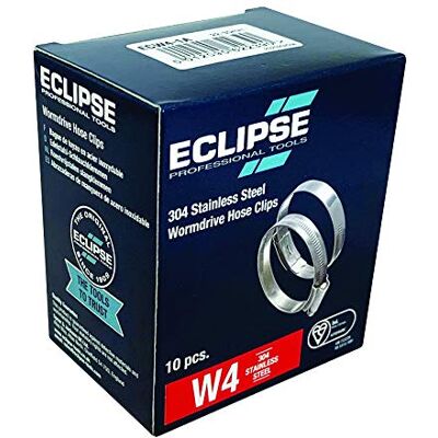 ECLIPSE Professional Tools W4 Caja de 10 abrazaderas de acero inoxidable 304 de tornillo sinfín de 25-35mm (1" 1 ⅜") ECLIPSE Professional Tools W4 Caja de 10 abrazaderas de acero inoxidable 304 de tornillo sinfín de 25-35mm (1" 1 ⅜")
