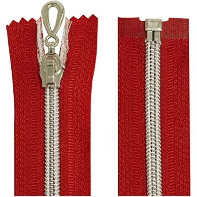 AERZETIX Juego de 10 Cremalleras en espiral N°5 60cm separable autoblocante malla en nylon plata tirador cursor en metal color rojo mercería AERZETIX Juego de 10 Cremalleras en espiral N°5 60cm separable autoblocante malla en nylon plata tirador cursor en metal color rojo mercería