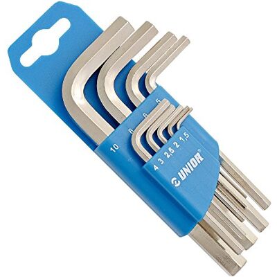 Unior Juego de 9 Llaves Allen en Colgador de plástico de 1,5 a 10 mm Serie 220/3PH Unior Juego de 9 Llaves Allen en Colgador de plástico de 1,5 a 10 mm Serie 220/3PH