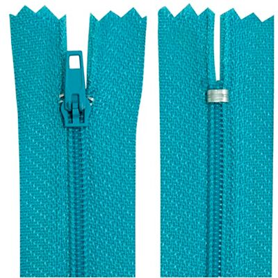 AERZETIX Juego de 10 Cremalleras en espiral N°3 no separable 40cm en nylon cursor autoblocante en metal color azul-verde ropa costura pantalones mercería AERZETIX Juego de 10 Cremalleras en espiral N°3 no separable 40cm en nylon cursor autoblocante en metal color azul-verde ropa costura pantalones mercería