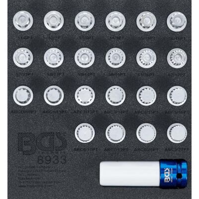 BGS Bandeja para carro 1/6: Juego para tuercas de ruedas de VAG 23 piezas BGS Bandeja para carro 1/6: Juego para tuercas de ruedas de VAG 23 piezas
