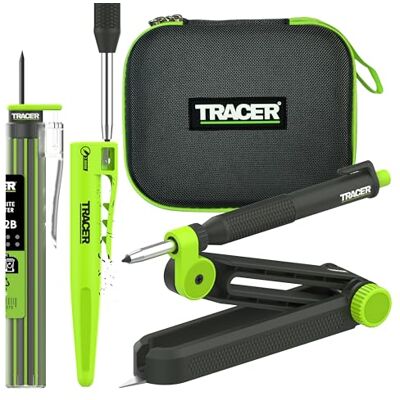 Tracer Truescribe Herramienta de escritura con lápiz trazador 2.0, estuche de almacenamiento y 12 minas para lápiz. Herramienta de trazado para carpintería y más Tracer Truescribe Herramienta de escritura con lápiz trazador 2.0, estuche de almacenamiento y 12 minas para lápiz. Herramienta de trazado para carpintería y más