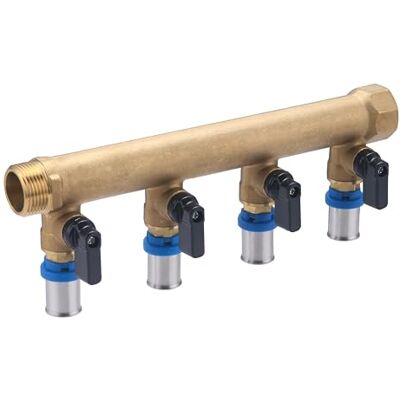 Quick Plomberie Colector macho-hembra 3/4 con 4 salidas multicapa a prensar Ø16 y válvulas Latón Conexión segura, duradera y precisa Ideal para fontanería Fácil instalación Quick Plomberie Colector macho-hembra 3/4 con 4 salidas multicapa a prensar Ø16 y válvulas Latón Conexión segura, duradera y precisa Ideal para fontanería Fácil instalación