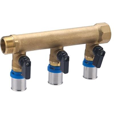 Quick Plomberie Colector macho-hembra 3/4 con 3 salidas multicapa a prensar Ø20 y válvulas Latón Conexión segura, duradera y precisa Ideal para fontanería Fácil instalación Quick Plomberie Colector macho-hembra 3/4 con 3 salidas multicapa a prensar Ø20 y válvulas Latón Conexión segura, duradera y precisa Ideal para fontanería Fácil instalación
