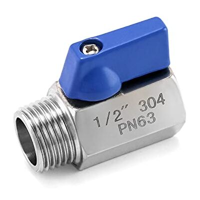 QWORK ® Válvula de Esfera Tipo Mini de Acero Inoxidable, Válvula de Bola con Paso Reducido, PN 63, 1/2" Rosca Interna/Externa QWORK ® Válvula de Esfera Tipo Mini de Acero Inoxidable, Válvula de Bola con Paso Reducido, PN 63, 1/2" Rosca Interna/Externa