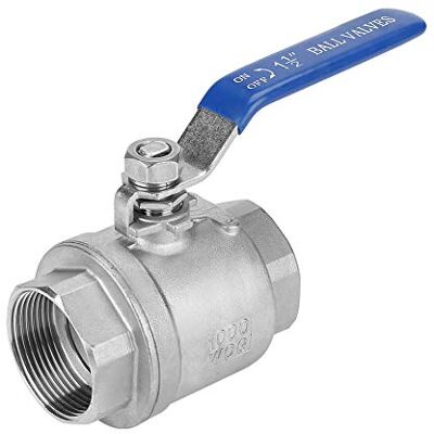 Yanmis Válvula de bola, 1-1/2 "DN40 1000 WOG 304 Válvula de rosca hembra de puerto completo de dos piezas de acero inoxidable para control y regulación del flujo de agua media, aceite Yanmis Válvula de bola, 1-1/2 "DN40 1000 WOG 304 Válvula de rosca hembra de puerto completo de dos piezas de acero inoxidable para control y regulación del flujo de agua media, aceite