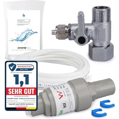 SMARDY ZO001 Kit de Conexión 5 m – manguera 1/4", regulador y válvula (6,35mm), regulador de presión, válvula de cierre, para neveras side by side, ósmosis inversa, filtro de agua SMARDY ZO001 Kit de Conexión 5 m – manguera 1/4", regulador y válvula (6,35mm), regulador de presión, válvula de cierre, para neveras side by side, ósmosis inversa, filtro de agua