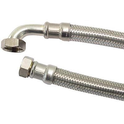 BOUTTE Boutté Manguera sanitaria para codo hembra (26 x 34, longitud 500 mm, dn25, plateado) BOUTTE Boutté Manguera sanitaria para codo hembra (26 x 34, longitud 500 mm, dn25, plateado)