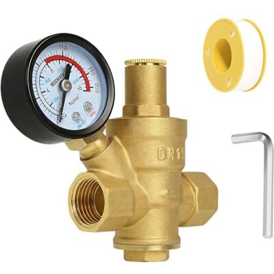 Riisoyu DN15 1/2 pulgada Regulador de Presion Agua, Regulador de Presión de Agua Ajustable con Manómetro Erramientas de Ajuste 100% Latón de Alta Dureza Valvula Reductora de Presion Agua Riisoyu DN15 1/2 pulgada Regulador de Presion Agua, Regulador de Presión de Agua Ajustable con Manómetro Erramientas de Ajuste 100% Latón de Alta Dureza Valvula Reductora de Presion Agua