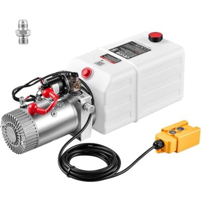 VEVOR Bomba Hidráulica de Acción Simple 7 Cuartos 12 V CC, 1,6 kW, Blanco Para Remolques Basculantes, Mesas Elevadoras, Presión Máxima de Alivio de 22 MPa, Caudal de 3,4 L/min, Instalación Horizontal VEVOR Bomba Hidráulica de Acción Simple 7 Cuartos 12 V CC, 1,6 kW, Blanco Para Remolques Basculantes, Mesas Elevadoras, Presión Máxima de Alivio de 22 MPa, Caudal de 3,4 L/min, Instalación Horizontal