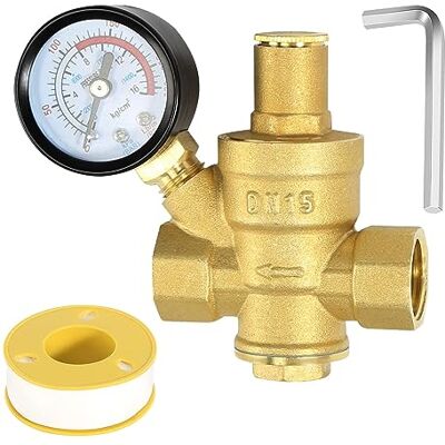 FASBET Regulador de Presion Agua DN15 1/2 pulgada con Indicador Presión, Fabricado 100% en latón Alta Dureza, Reductor de Presion de Agua Valvula Reductora de Presion Agua Válvula de Presión de Agua 1 2 FASBET Regulador de Presion Agua DN15 1/2 pulgada con Indicador Presión, Fabricado 100% en latón Alta Dureza, Reductor de Presion de Agua Valvula Reductora de Presion Agua Válvula de Presión de Agua 1 2