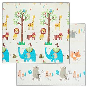 Relaxdays Alfombra Juego Niños, Alfombrilla Gateo, Reversible, Estampado Animales, Lavable, 195x175 cm, XPE, Multicolor Relaxdays Alfombra Juego Niños, Alfombrilla Gateo, Reversible, Estampado Animales, Lavable, 195x175 cm, XPE, Multicolor