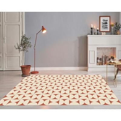 VINILIKO Design Alfombra Vinílica Retro Terracota 133x200 cm Antideslizante, Impermeable, Lavable Varios Tamaños Alfombra Vinilo Salón, Cocina VINILIKO Design Alfombra Vinílica Retro Terracota 133x200 cm Antideslizante, Impermeable, Lavable Varios Tamaños Alfombra Vinilo Salón, Cocina