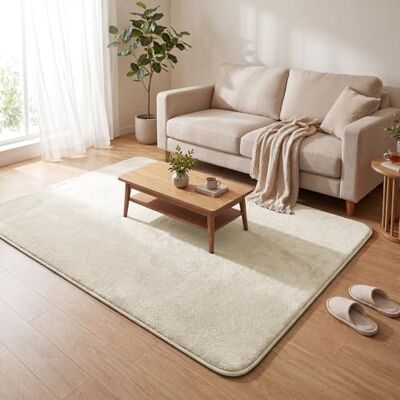 VOUNOT ® Alfombra Moderna para Salón 140x200 cm, Pelo Corto Suave y Lavable, con Base y Alfombrilla Antideslizante Doble, para Dormitorio o Habitación, Beige VOUNOT ® Alfombra Moderna para Salón 140x200 cm, Pelo Corto Suave y Lavable, con Base y Alfombrilla Antideslizante Doble, para Dormitorio o Habitación, Beige