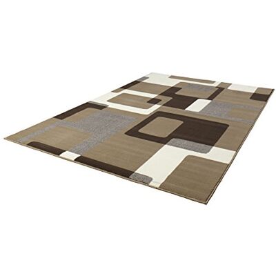 Hanse Home Alfombra retro para salón, de pelo corto, diseño abstracto moderno, terciopelo, alfombra para comedor, salón, habitación de los niños, pasillo, dormitorio, cocina, color marrón y crema, 120 x 170 cm Hanse Home Alfombra retro para salón, de pelo corto, diseño abstracto moderno, terciopelo, alfombra para comedor, salón, habitación de los niños, pasillo, dormitorio, cocina, color marrón y crema, 120 x 170 cm