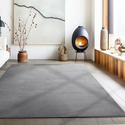 Carpetsale24 Alfombra Lavable de Pelo Corto 140x200 cm Gris Moderna Carpetsale24 Alfombra Lavable de Pelo Corto 140x200 cm Gris Moderna