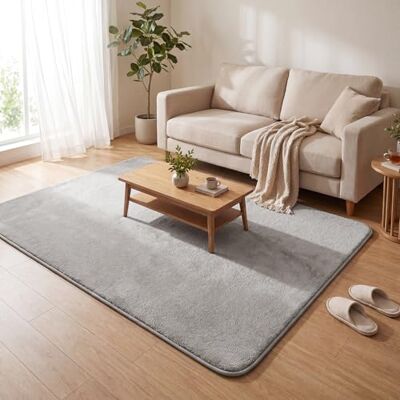 VOUNOT ® Alfombra Moderna para Salón 140x200 cm, Pelo Corto Suave y Lavable, con Base y Alfombrilla Antideslizante Doble, para Dormitorio o Habitación, Gris VOUNOT ® Alfombra Moderna para Salón 140x200 cm, Pelo Corto Suave y Lavable, con Base y Alfombrilla Antideslizante Doble, para Dormitorio o Habitación, Gris
