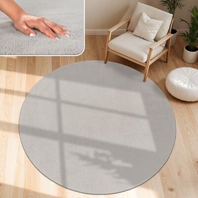 Paco Home Alfombra Moderna y Suave para Salón a Pelo Corto Lavable Fluffy Uni Efecto Piel Intemporal Elegante Antideslizante Fácil de Limpiar, tamaño:Ø 120 cm Redon, Color:Plata Paco Home Alfombra Moderna y Suave para Salón a Pelo Corto Lavable Fluffy Uni Efecto Piel Intemporal Elegante Antideslizante Fácil de Limpiar, tamaño:Ø 120 cm Redon, Color:Plata