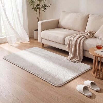 VOUNOT ® Alfombra Moderna para Salón 80x150 cm, Pelo Corto Suave y Lavable, con Base y Alfombrilla Antideslizante Doble, para Dormitorio o Habitación, Crema VOUNOT ® Alfombra Moderna para Salón 80x150 cm, Pelo Corto Suave y Lavable, con Base y Alfombrilla Antideslizante Doble, para Dormitorio o Habitación, Crema