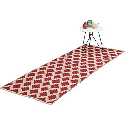 Relaxdays Alfombra Pasillo Algodón, 70x140cm, Hecha a Mano, Antideslizante, Apta para Suelo Radiante, Rojo Relaxdays Alfombra Pasillo Algodón, 70x140cm, Hecha a Mano, Antideslizante, Apta para Suelo Radiante, Rojo