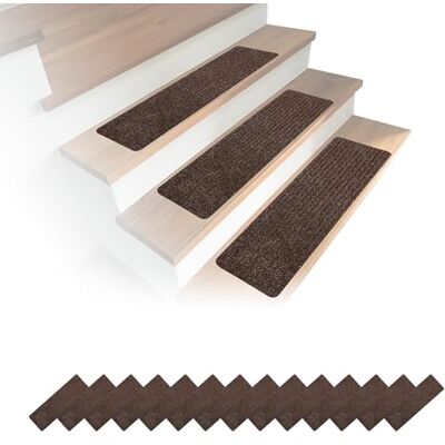 Relaxdays Set de 16 Alfombrillas Autoadhesivas rectangulares, 65 x 20 cm, marrón Relaxdays Set de 16 Alfombrillas Autoadhesivas rectangulares, 65 x 20 cm, marrón