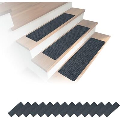Relaxdays Juego de 16 Alfombrillas Autoadhesivas para escalones, 65 x 20 cm, Gris Oscuro Relaxdays Juego de 16 Alfombrillas Autoadhesivas para escalones, 65 x 20 cm, Gris Oscuro