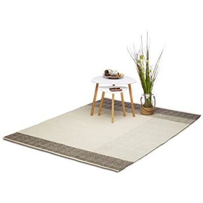 Relaxdays Alfombra Moderna, Pasillo, 160 x 230 cm, Fibras Naturales, Grande Hecha a Mano, Natural, Gris, Zigzag patrón Relaxdays Alfombra Moderna, Pasillo, 160 x 230 cm, Fibras Naturales, Grande Hecha a Mano, Natural, Gris, Zigzag patrón