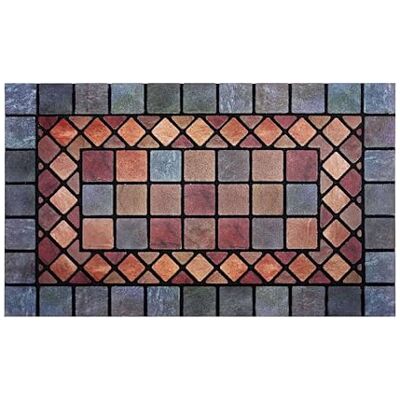 Nicoman Elegante Felpudo de Barrera para Azulejos, ecológico, Antideslizante y Antideslizante, para Interiores y Exteriores, Rectangular (75 x 44 cm), Borde Azul Nicoman Elegante Felpudo de Barrera para Azulejos, ecológico, Antideslizante y Antideslizante, para Interiores y Exteriores, Rectangular (75 x 44 cm), Borde Azul