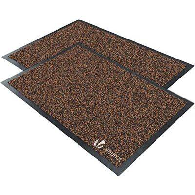 VOUNOT ® Juego de 2 Felpudos Entrada casa, Alfombra Exterior para Puerta, Impermeable Antideslizante Lavable, Alfombra para Interior y Exterior, 40x60cm, Marrón-Negro VOUNOT ® Juego de 2 Felpudos Entrada casa, Alfombra Exterior para Puerta, Impermeable Antideslizante Lavable, Alfombra para Interior y Exterior, 40x60cm, Marrón-Negro