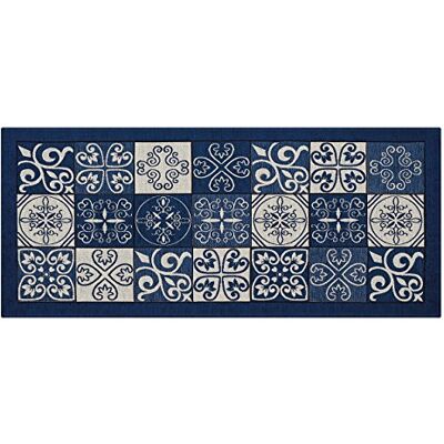 BIANCHERIAWEB Alfombra de Cocina Antideslizante Lavable, Alfombra de Cocina de 55 x 140 cm, Fabricada en Italia con diseño de Maiólica Azul, Alfombra para Pasillo Lavable y Planchar BIANCHERIAWEB Alfombra de Cocina Antideslizante Lavable, Alfombra de Cocina de 55 x 140 cm, Fabricada en Italia con diseño de Maiólica Azul, Alfombra para Pasillo Lavable y Planchar