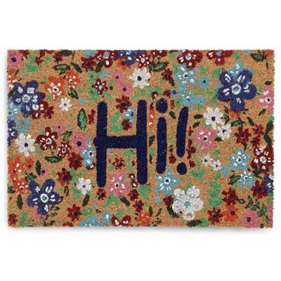 Relaxdays Felpudo Coco, Mensaje Hi y Flores, 40x60 cm, Alfombrilla Interior y Exterior, Antideslizante, Multicolor Relaxdays Felpudo Coco, Mensaje Hi y Flores, 40x60 cm, Alfombrilla Interior y Exterior, Antideslizante, Multicolor