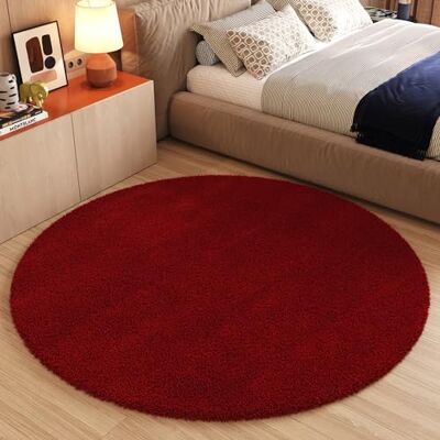 TAPISO Essence Alfombra Redonda Shaggy de Pelo Largo, Moderna, Color Rojo, Monocolor, Alfombra para salón, Dormitorio, Cama para Adultos y niños, Escritorio, Suave, Gruesa, Oeko-Tex, 120 x 120 cm TAPISO Essence Alfombra Redonda Shaggy de Pelo Largo, Moderna, Color Rojo, Monocolor, Alfombra para salón, Dormitorio, Cama para Adultos y niños, Escritorio, Suave, Gruesa, Oeko-Tex, 120 x 120 cm