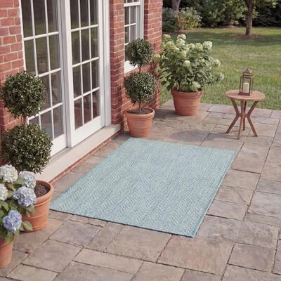 Safavieh Alfombra Contemporáneas para Sala de Estar, Comedor, Dormitorio Courtyard Collection, Pelo Corto, Azul Gris, 61 X 109 cm Safavieh Alfombra Contemporáneas para Sala de Estar, Comedor, Dormitorio Courtyard Collection, Pelo Corto, Azul Gris, 61 X 109 cm