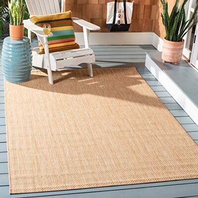 Safavieh Alfombra Contemporáneas para Sala de Estar, Comedor, Dormitorio Courtyard Collection, Pelo Corto, Natural y Crema, 160 X 231 cm Safavieh Alfombra Contemporáneas para Sala de Estar, Comedor, Dormitorio Courtyard Collection, Pelo Corto, Natural y Crema, 160 X 231 cm